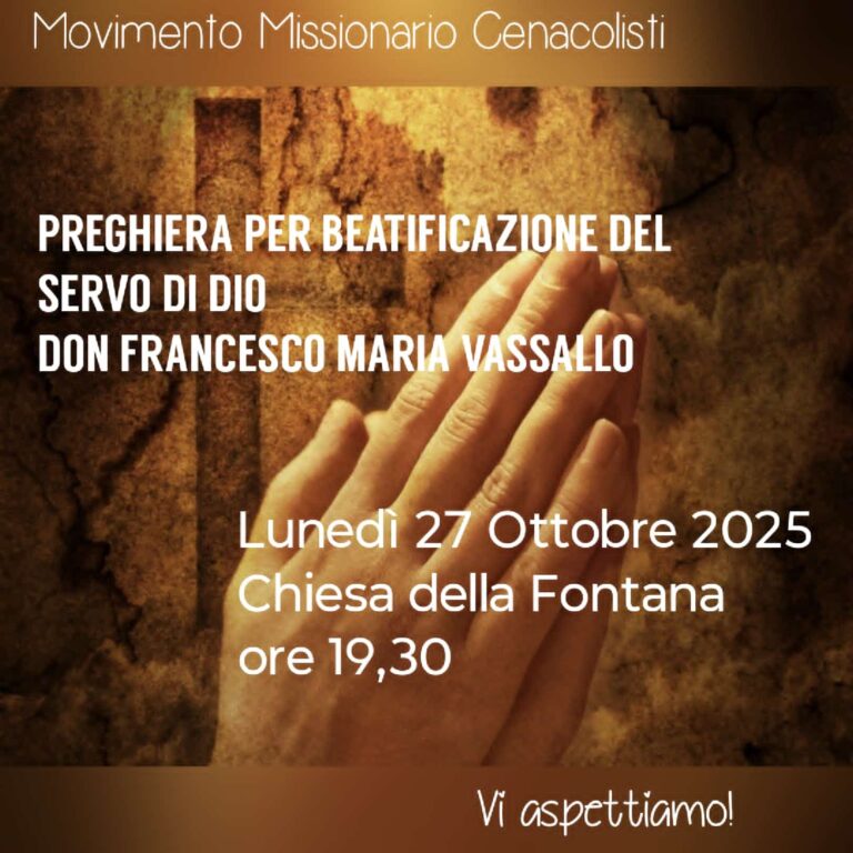 Questa sera ore 19.30 presso la Chiesa dalla Fontana preghiera per la beatificazione del servo di Dio Don Francesco Maria Vassallo 🙏🏼