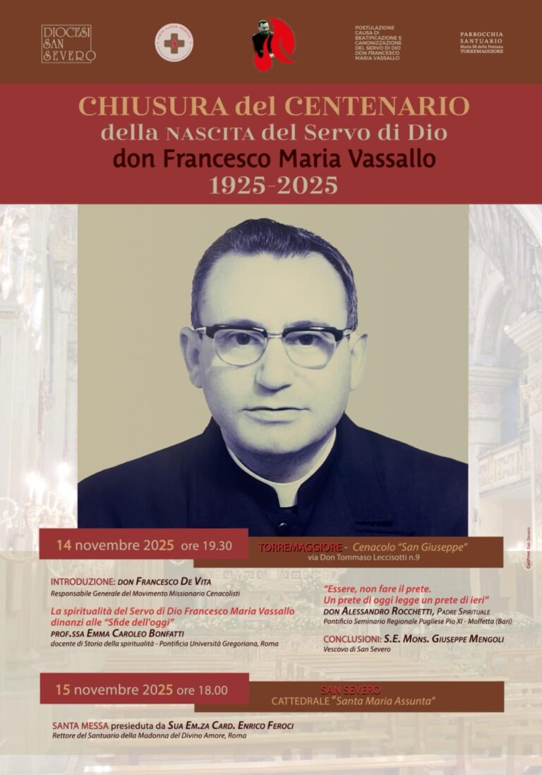 Due appuntamenti per la chiusura del centenario della nascita del Servo di Dio, Don Francesco Maria Vassallo: 1925-2025.